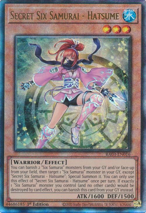 Secret Six Samurai - Hatsume (PUR) RA03-EN016 card from Quarter Century Bonanza