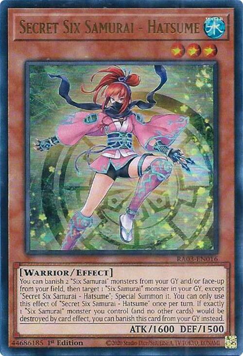 Secret Six Samurai - Hatsume (UR) RA03-EN016 card from Quarter Century Bonanza