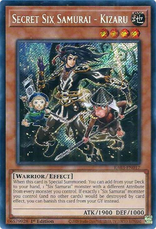 Secret Six Samurai - Kizaru (Secret Rare) RA03-EN017 card from Quarter Century Bonanza