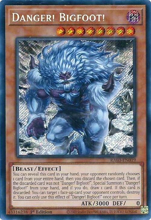Danger! Bigfoot! (Alternate Art) (Secret Rare) RA03-EN019 card from Quarter Century Bonanza