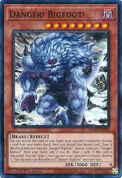 Danger! Bigfoot! (Alternate Art) RA03-EN019 card from Quarter Century Bonanza