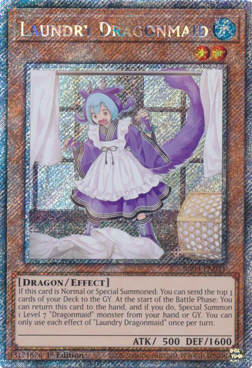 Laundry Dragonmaid (Platinum Secret Rare) RA03-EN021 card from Quarter Century Bonanza