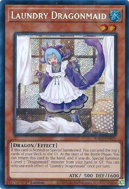 Laundry Dragonmaid (Secret Rare) RA03-EN021 card from Quarter Century Bonanza