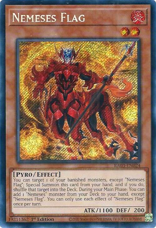 Nemeses Flag (Secret Rare) RA03-EN024 card from Quarter Century Bonanza