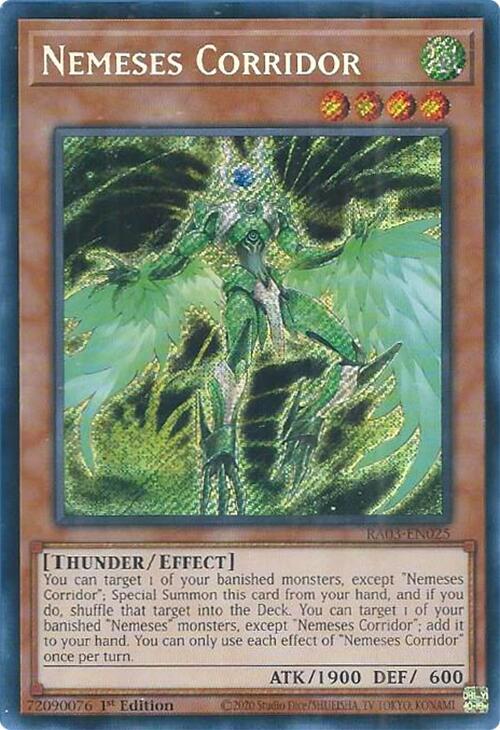 Nemeses Corridor (Secret Rare) RA03-EN025 card from Quarter Century Bonanza