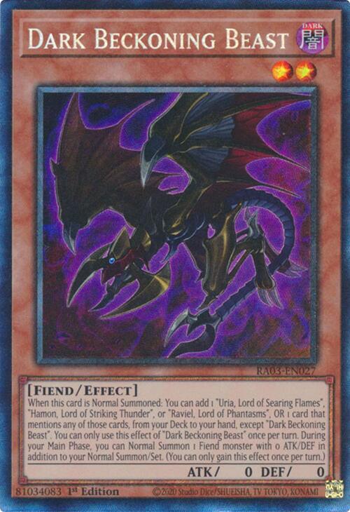 Dark Beckoning Beast (PCR) RA03-EN027 card from Quarter Century Bonanza