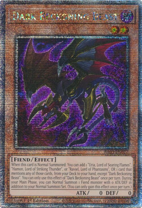 Dark Beckoning Beast (Quarter Century Secret Rare) RA03-EN027 card from Quarter Century Bonanza