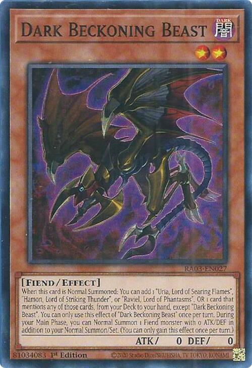 Dark Beckoning Beast RA03-EN027 card from Quarter Century Bonanza