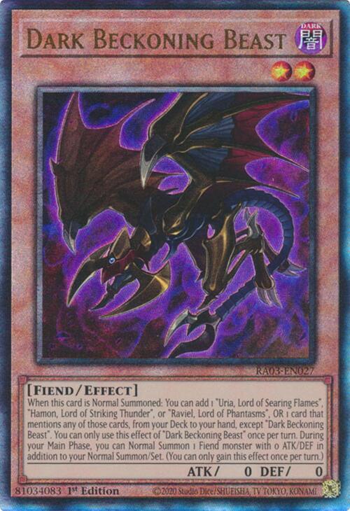 Dark Beckoning Beast (PUR) RA03-EN027 card from Quarter Century Bonanza