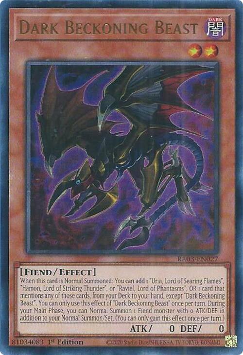 Dark Beckoning Beast (UR) RA03-EN027 card from Quarter Century Bonanza