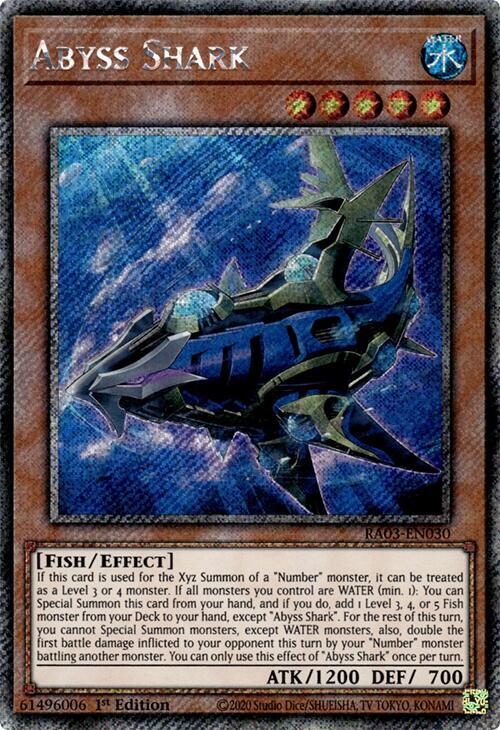 Abyss Shark (Platinum Secret Rare) RA03-EN030 card from Quarter Century Bonanza
