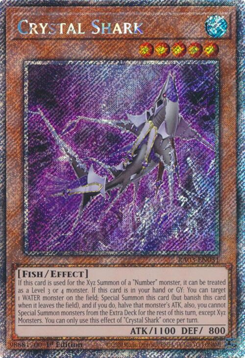 Crystal Shark (Platinum Secret Rare) RA03-EN031 card from Quarter Century Bonanza