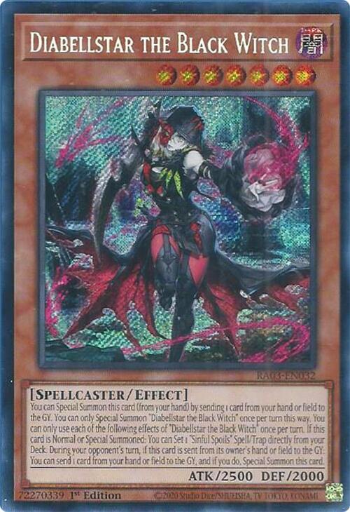Diabellstar the Black Witch (Secret Rare) RA03-EN032 card from Quarter Century Bonanza