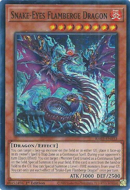 Snake-Eyes Flamberge Dragon RA03-EN033 card from Quarter Century Bonanza