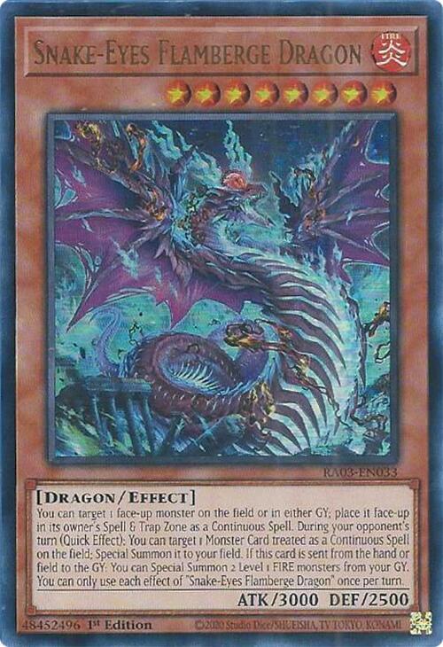 Snake-Eyes Flamberge Dragon (UR) RA03-EN033 card from Quarter Century Bonanza