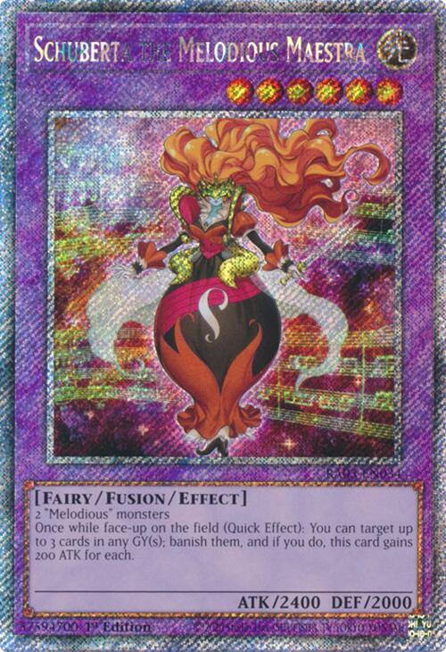 Schuberta the Melodious Maestra (Platinum Secret Rare) RA03-EN034 card from Quarter Century Bonanza