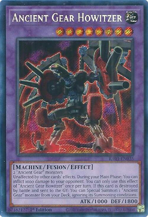 Ancient Gear Howitzer (Secret Rare) RA03-EN035 card from Quarter Century Bonanza