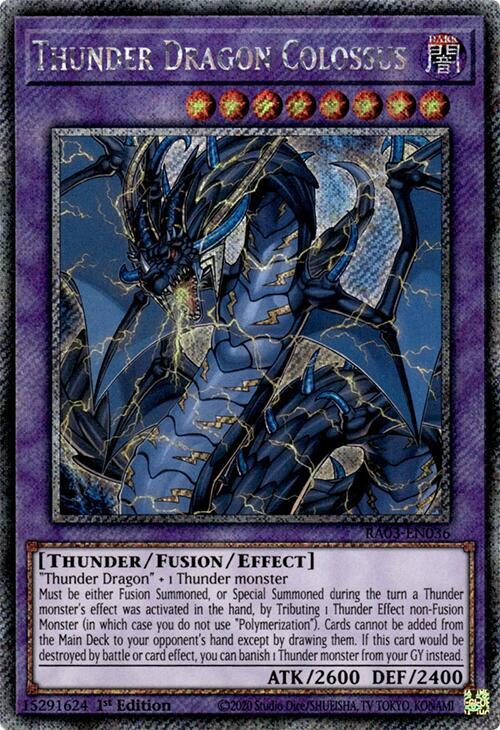 Thunder Dragon Colossus (Platinum Secret Rare) RA03-EN036 card from Quarter Century Bonanza