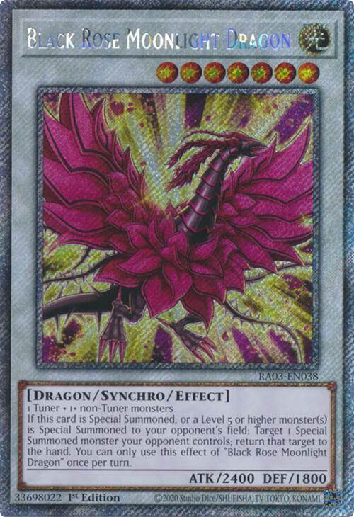 Black Rose Moonlight Dragon (Platinum Secret Rare) RA03-EN038 card from Quarter Century Bonanza