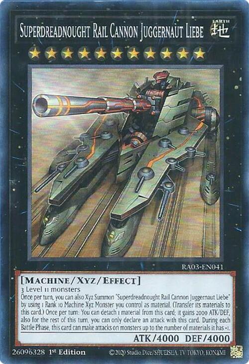 Superdreadnought Rail Cannon Juggernaut Liebe RA03-EN041 card from Quarter Century Bonanza