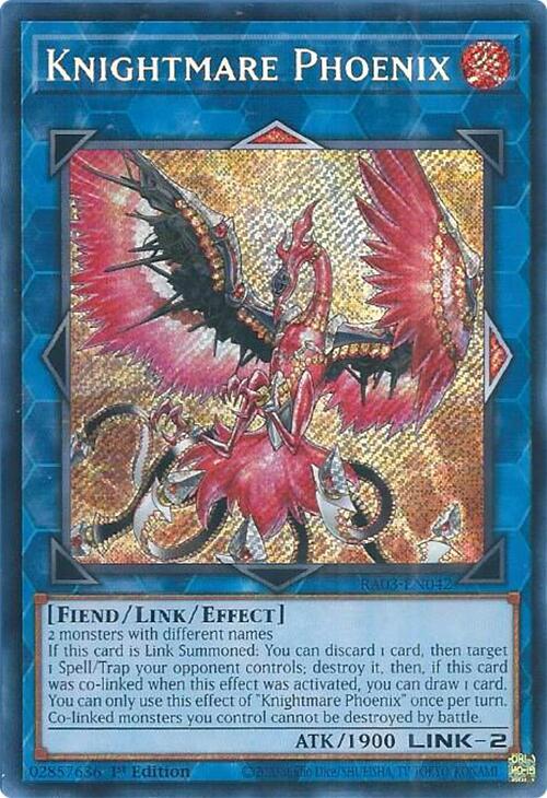 Knightmare Phoenix (Secret Rare) RA03-EN042 card from Quarter Century Bonanza