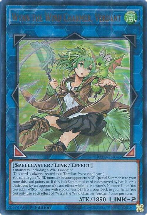 Wynn the Wind Charmer, Verdant (UR) RA03-EN045 card from Quarter Century Bonanza