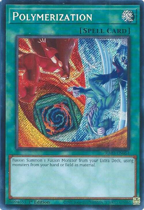 Polymerization (B) (HERO Art) (Secret Rare) RA03-EN051 card from Quarter Century Bonanza