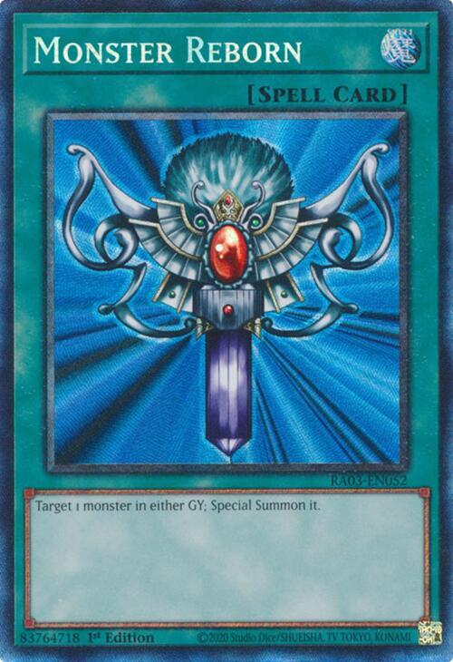 Monster Reborn (PCR) RA03-EN052 card from Quarter Century Bonanza