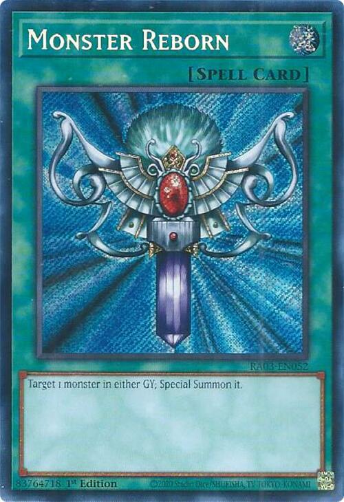 Monster Reborn (Secret Rare) RA03-EN052 card from Quarter Century Bonanza