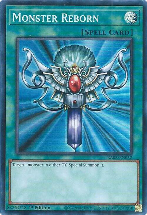 Monster Reborn RA03-EN052 card from Quarter Century Bonanza