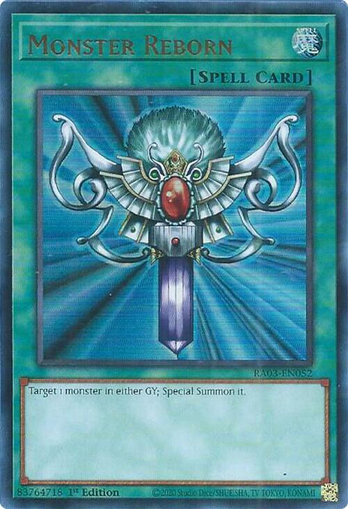 Monster Reborn (UR) RA03-EN052 card from Quarter Century Bonanza