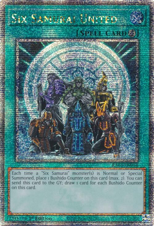 Six Samurai United (Quarter Century Secret Rare) RA03-EN054 card from Quarter Century Bonanza