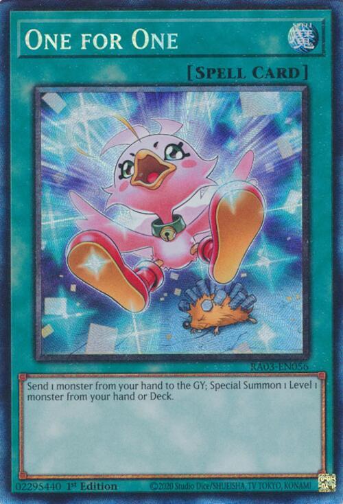 One for One (Alternate Art) (PCR) RA03-EN056 card from Quarter Century Bonanza