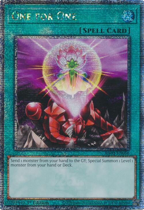 One for One (Quarter Century Secret Rare) RA03-EN056 card from Quarter Century Bonanza