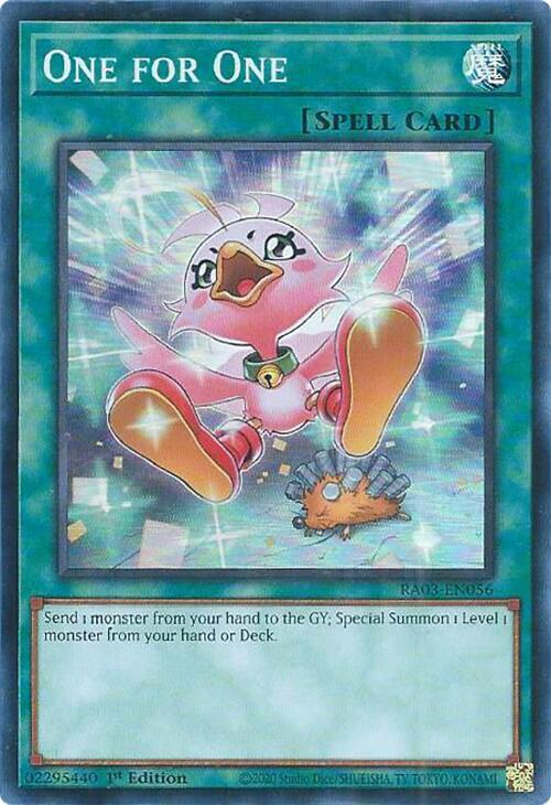 One for One (Alternate Art) RA03-EN056 card from Quarter Century Bonanza
