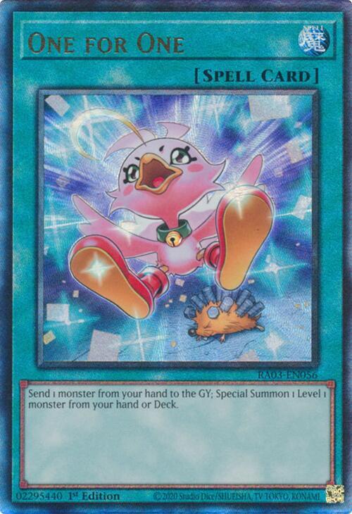 One for One (Alternate Art) (PUR) RA03-EN056 card from Quarter Century Bonanza