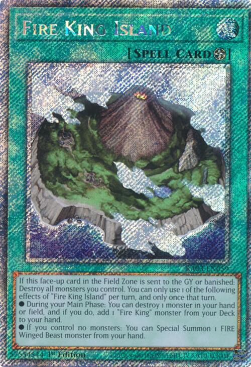 Fire King Island (Platinum Secret Rare) RA03-EN059 card from Quarter Century Bonanza