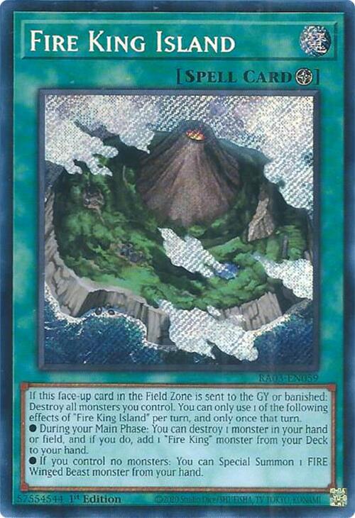 Fire King Island (Secret Rare) RA03-EN059 card from Quarter Century Bonanza