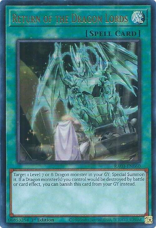Return of the Dragon Lords (UR) RA03-EN060 card from Quarter Century Bonanza