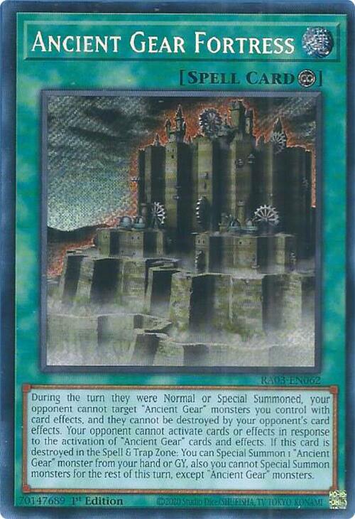 Ancient Gear Fortress (Secret Rare) RA03-EN062 card from Quarter Century Bonanza