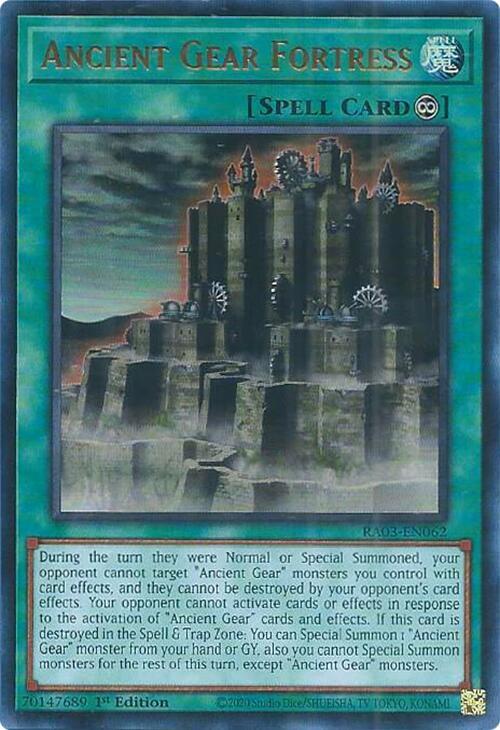 Ancient Gear Fortress (UR) RA03-EN062 card from Quarter Century Bonanza