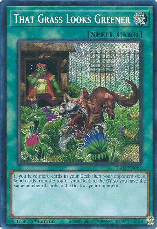 That Grass Looks Greener (Secret Rare) RA03-EN063 card from Quarter Century Bonanza