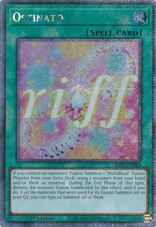 Ostinato (Platinum Secret Rare) RA03-EN064 card from Quarter Century Bonanza