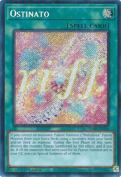 Ostinato (Secret Rare) RA03-EN064 card from Quarter Century Bonanza