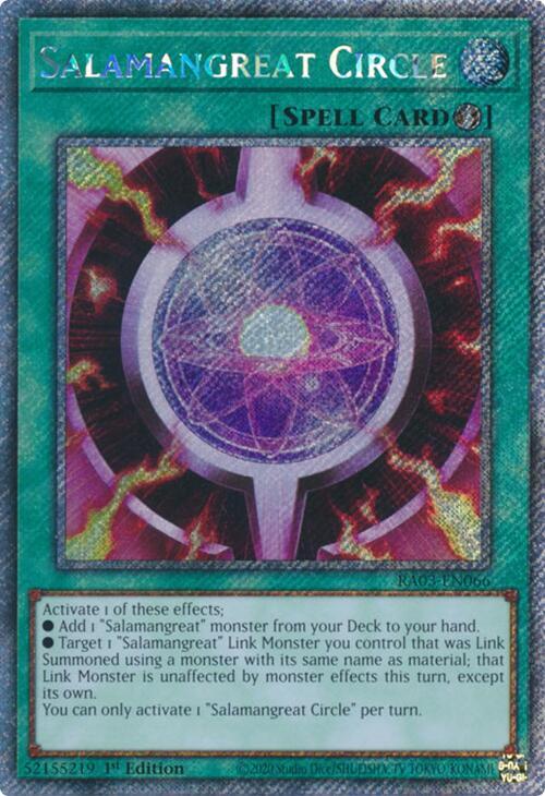 Salamangreat Circle (Platinum Secret Rare) RA03-EN066 card from Quarter Century Bonanza