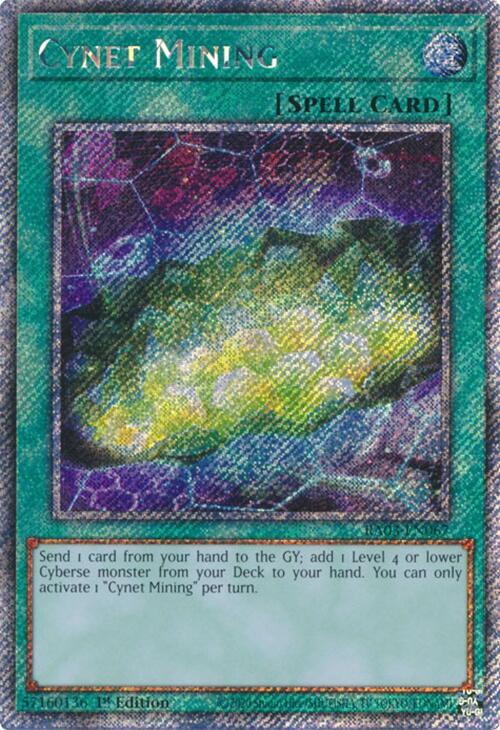 Cynet Mining (Platinum Secret Rare) RA03-EN067 card from Quarter Century Bonanza