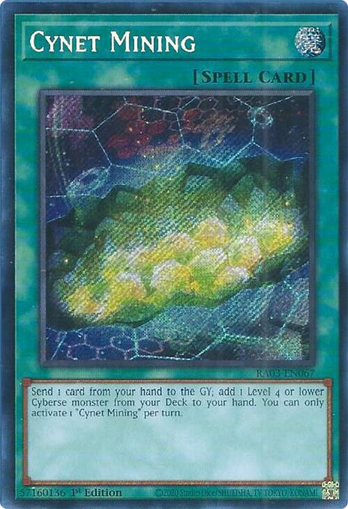 Cynet Mining (Secret Rare) RA03-EN067 card from Quarter Century Bonanza