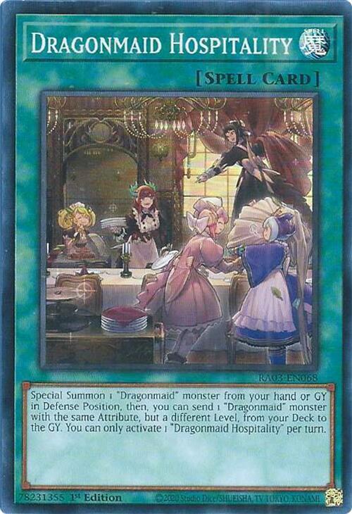 Dragonmaid Hospitality RA03-EN068 card from Quarter Century Bonanza