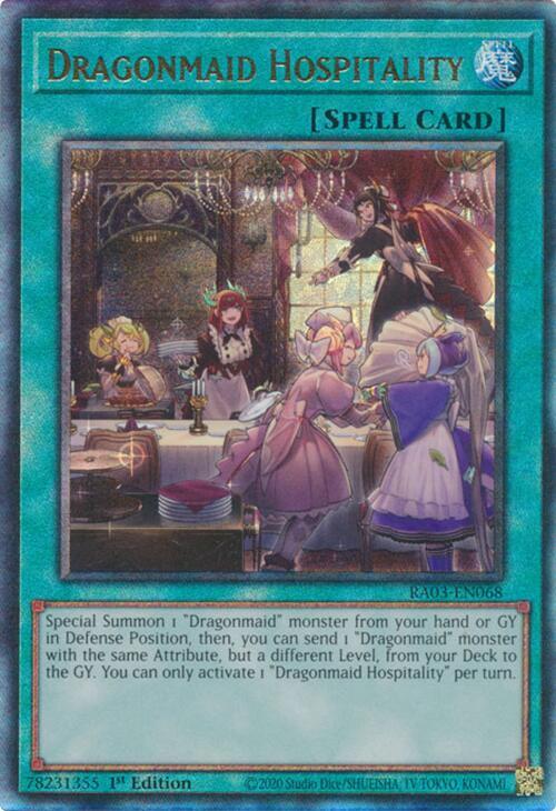 Dragonmaid Hospitality (PUR) RA03-EN068 card from Quarter Century Bonanza
