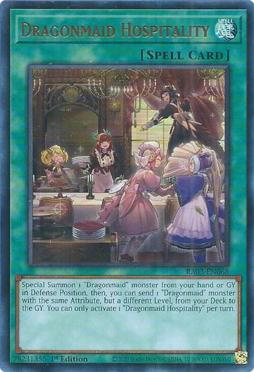 Dragonmaid Hospitality (UR) RA03-EN068 card from Quarter Century Bonanza